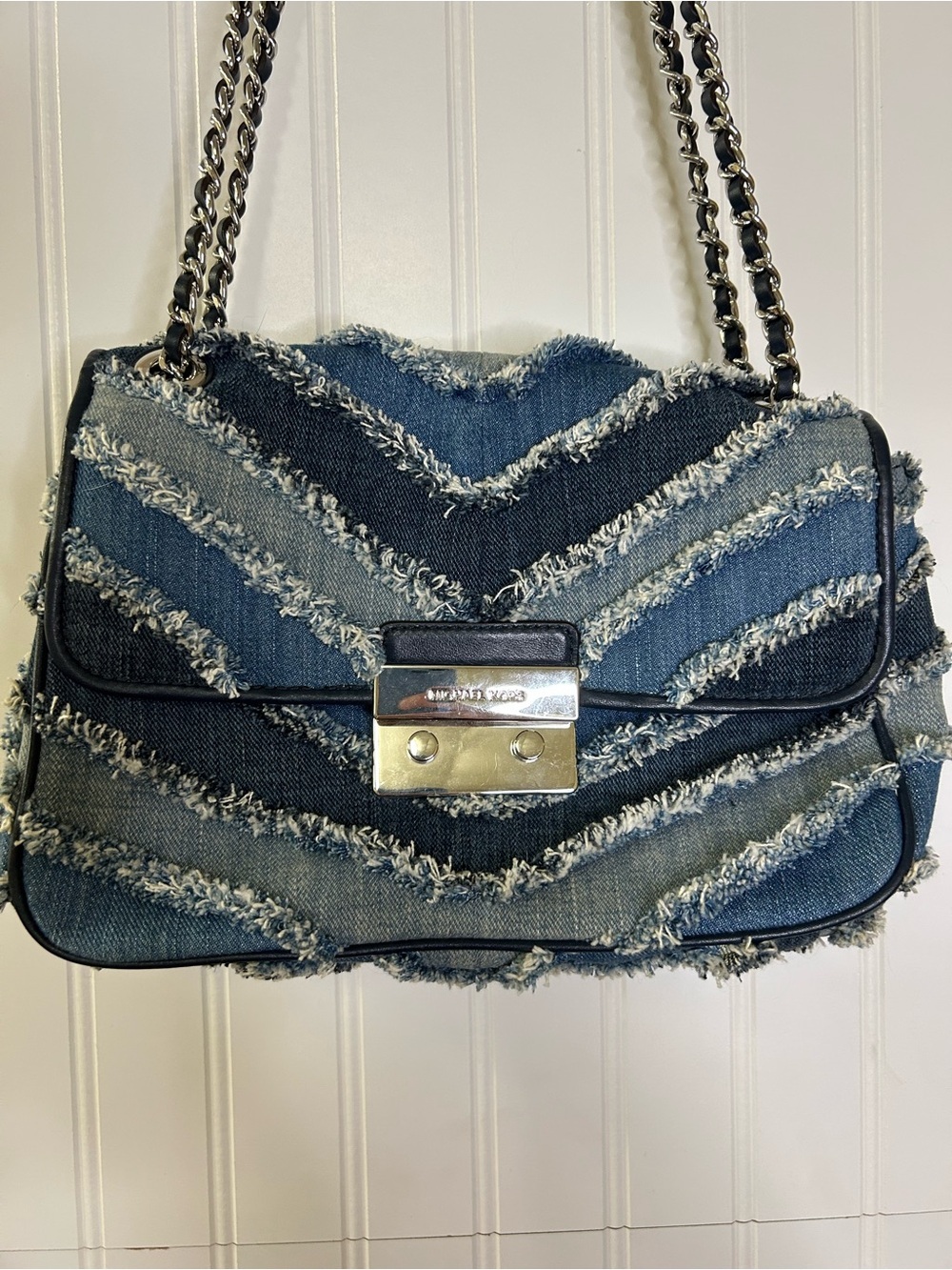 Michael Kors Small Denim Chevron Bag - Picture 4 of 11